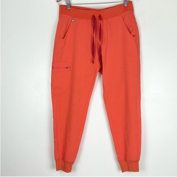 Limited Ed Figs Womens Zamora High Waisted Jogger Scrub Pants Sunset Orange L - Picture 1 of 12